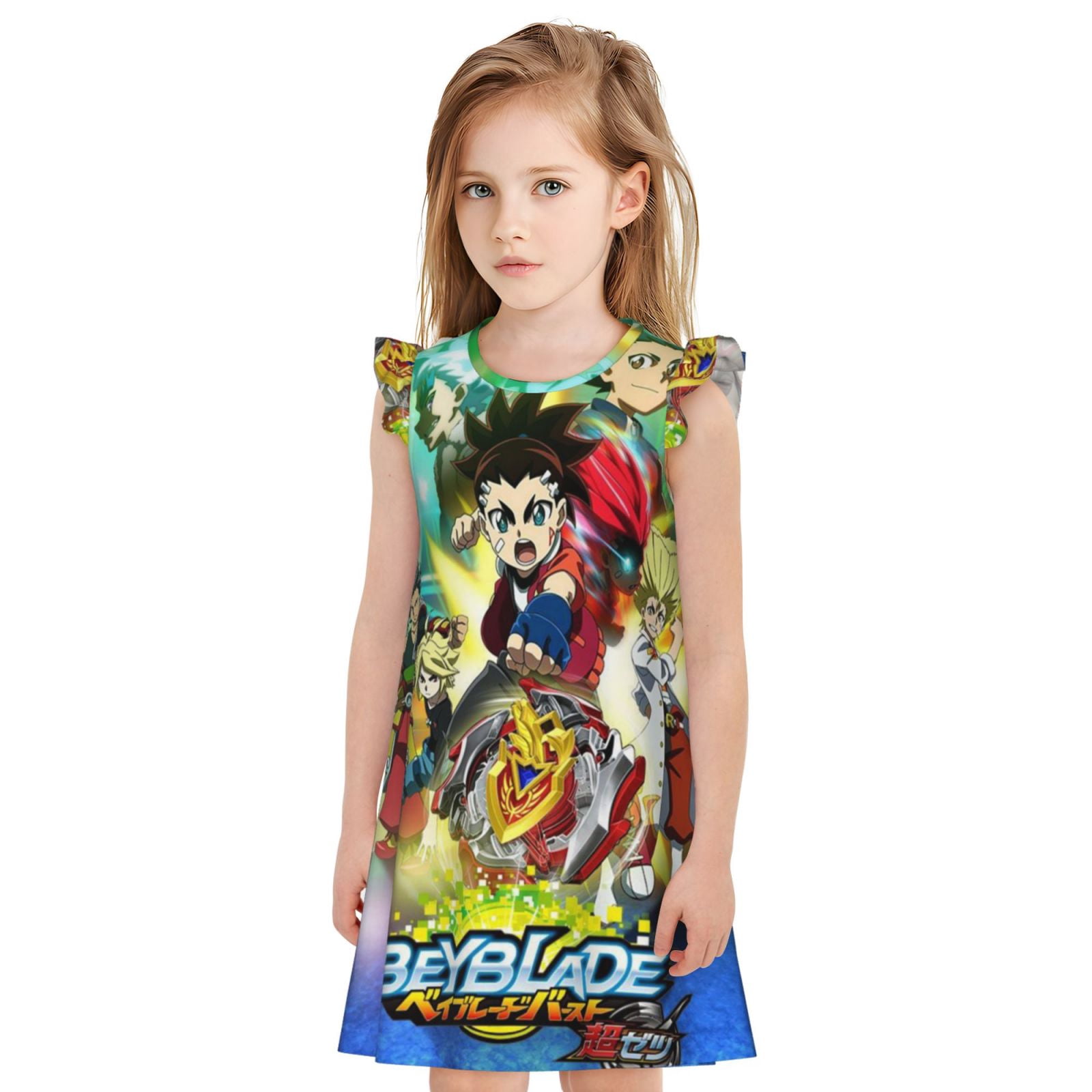Beyblade Burst Nightgowns Pajamas Dress 3D Printed Flutter Sleeve ...