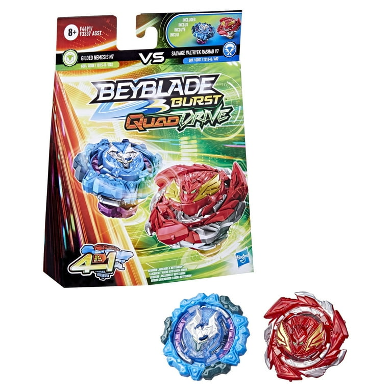 Beyblade Burst QuadDrive Salvage Valtryek Rashad V7 and Gilded Nemesis N7  Dual Pack 