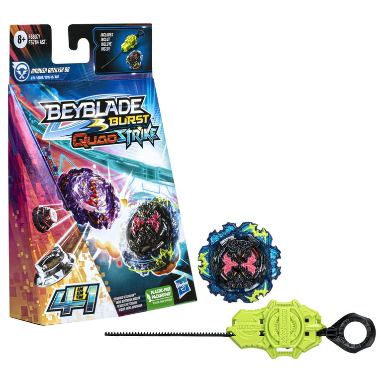 Beyblade Burst QuadStrike Ambush Bazilisk B8 Starter Pack, Battling Game  Toy with Launcher 