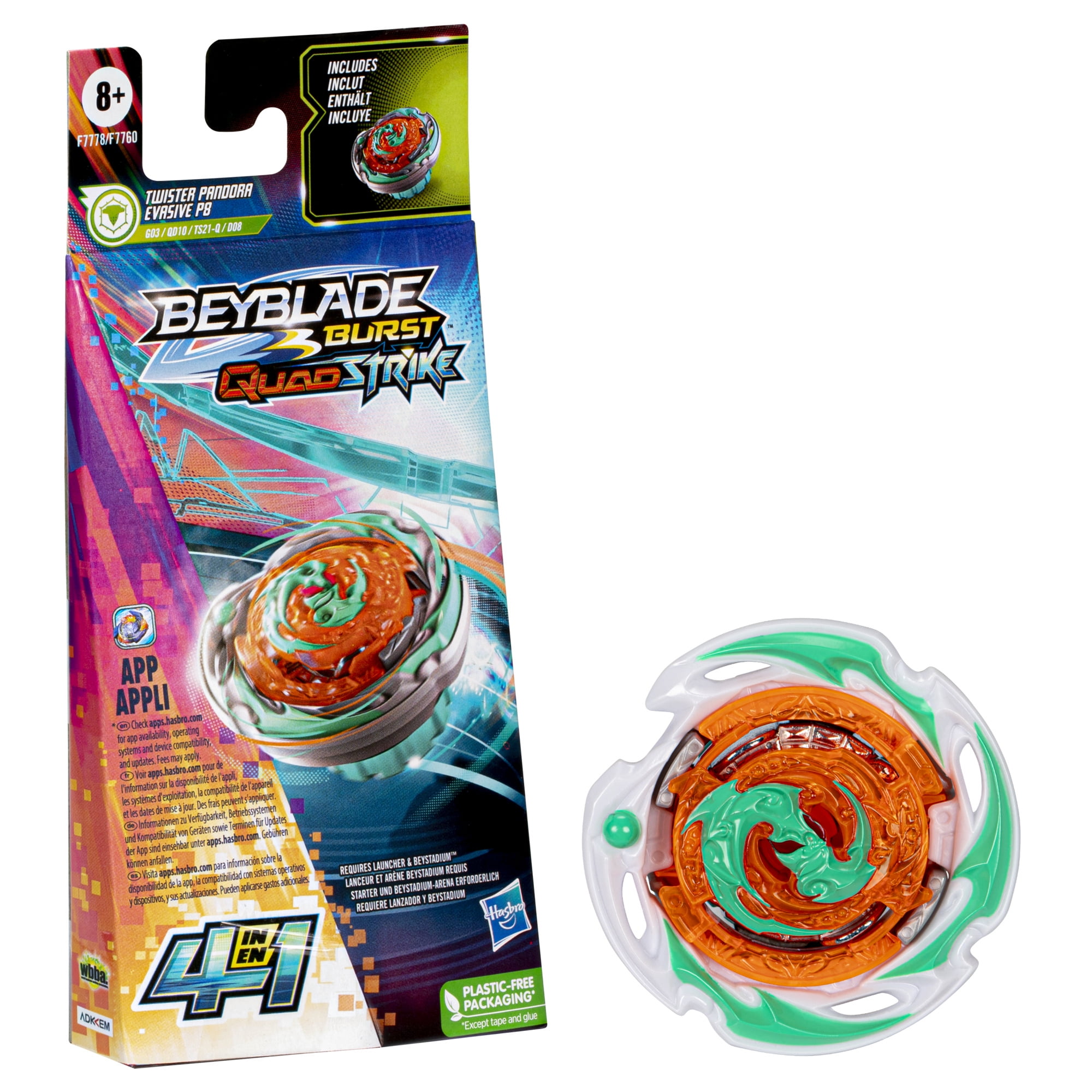 indelukke cafeteria Woods Beyblade Burst QuadStrike Twister Pandora Evasive P8 Spinning Top Single  Pack, Battling Game Toy - Walmart.com