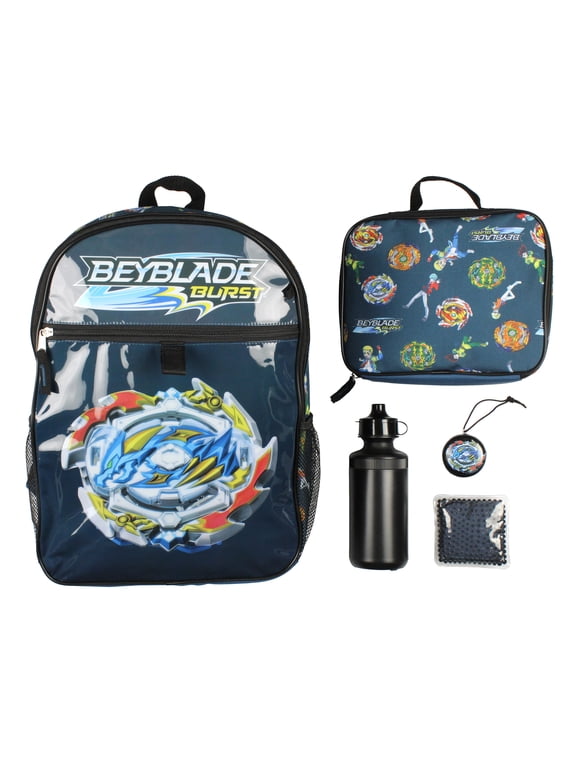 Beyblade Burst Spinner Tops Backpack Lunch Bag Water Bottle 5 PC Mega Set