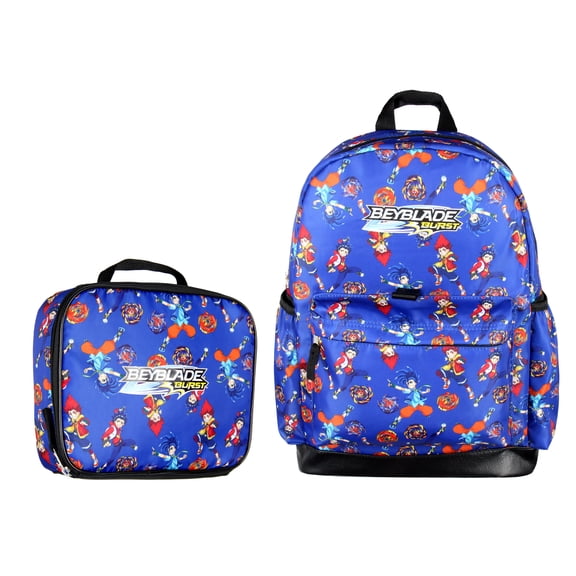 Beyblade Burst Spinner Tops Character Allover Print Backpack with Lunch Bag Tote