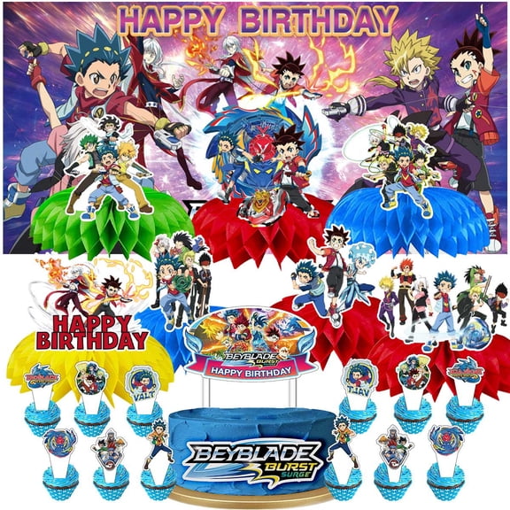 Beyblade Party Decorations Decor Supplies Honeycomb Centerpieces Table Toppers Cake Toppers for Birthday Photo Props