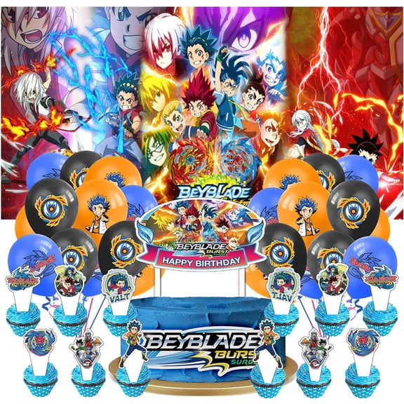 Beyblade Party Supplies Decor Birthday Banner Decorations Kit Latex Balloons Backdrop Cake Topper
