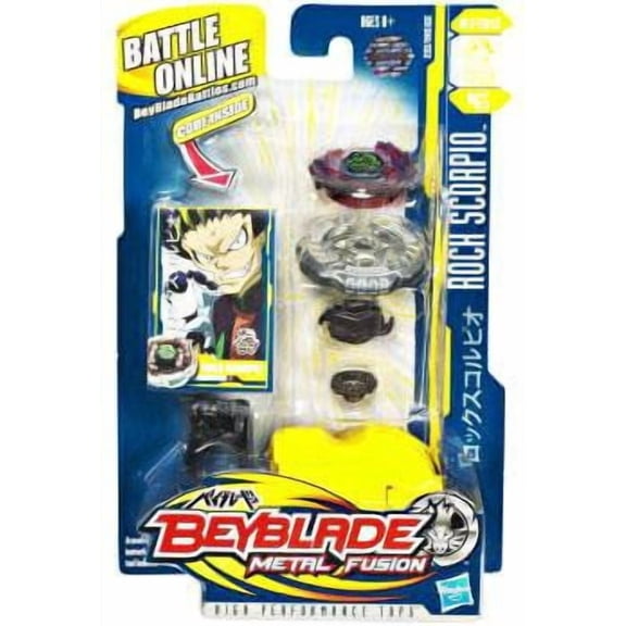 Beyblade Rock Scorpio Customizable Spinning Top with Assembly Tool and Ripcord for Defense Strategy