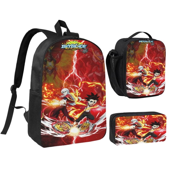 Beyblade Three piece backpack set young backpack combination backpack lunch bag pencil case