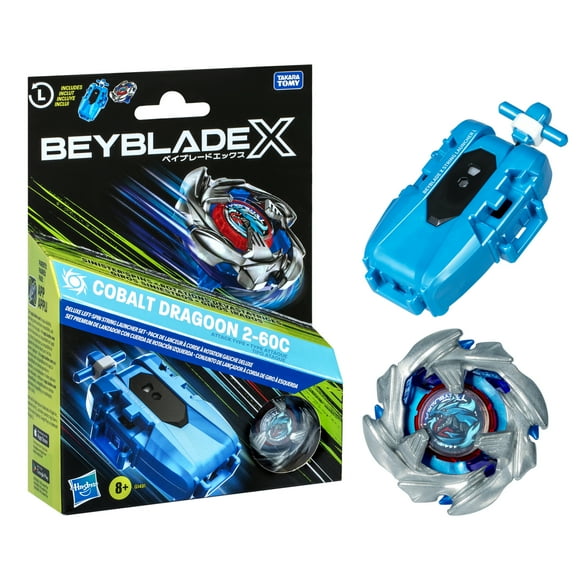 Beyblade X Cobalt Dragoon 2-60C Deluxe Left-Spin String Launcher Set, Left-Spinning Battling Top