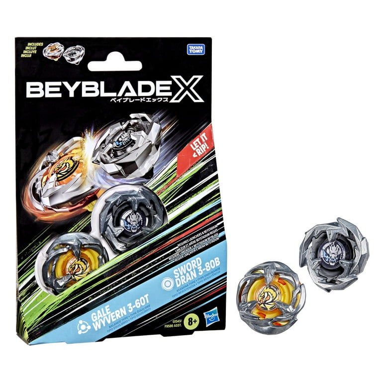 Beyblade X Gale Wyvern 3-60T & Sword Dran 3-80B Dual Pack Battling