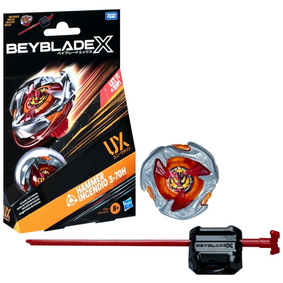 Beyblade X Hammer Incendio 3-70H UX Starter Pack Set with Balance Type Top & Launcher, Ages 8+