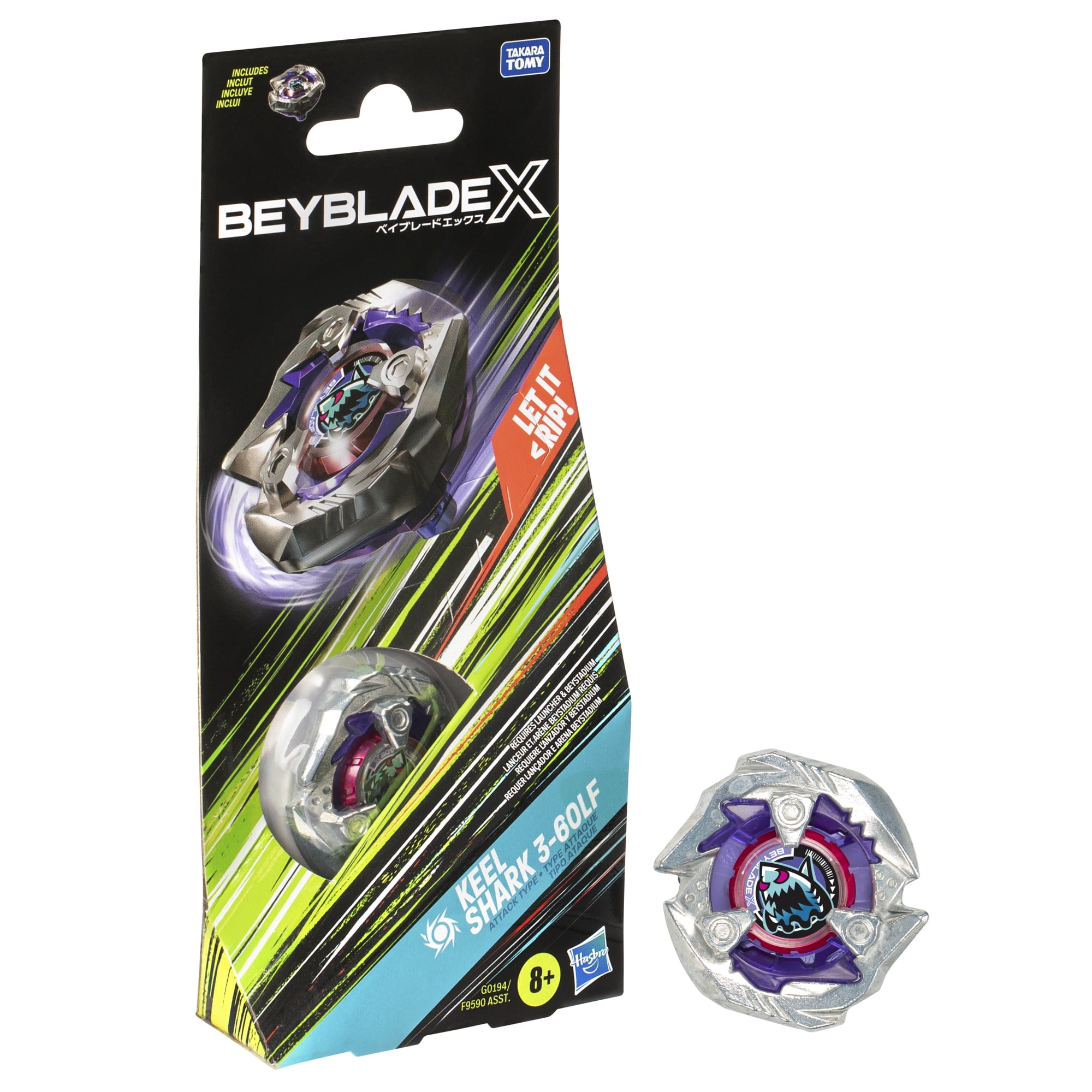 Beyblade X Keel Shark 3-60LF Booster Pack Set with Takara Tomy Attack Battling Top Toy, Christmas Gifts for Boys & Girls, 8+