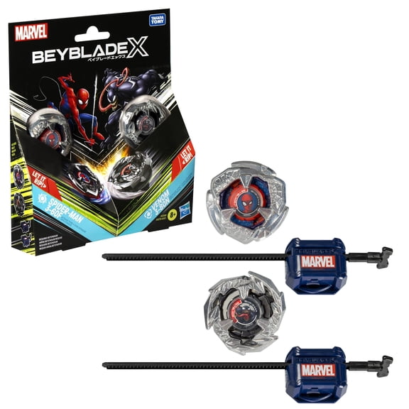 Beyblade X Marvel Collab Spider-Man 3-60F vs. Venom 3-80N Multipack Set, Includes 2 Right-Spin Tops & Launchers, Spinning Toys for Kids 8+, Boys and Girls
