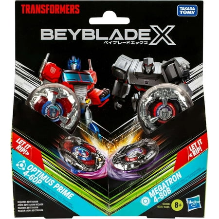 Beyblade X Transformers Optimus Prime 4-60P vs. Megatron 4-80B Multi-Pack Set