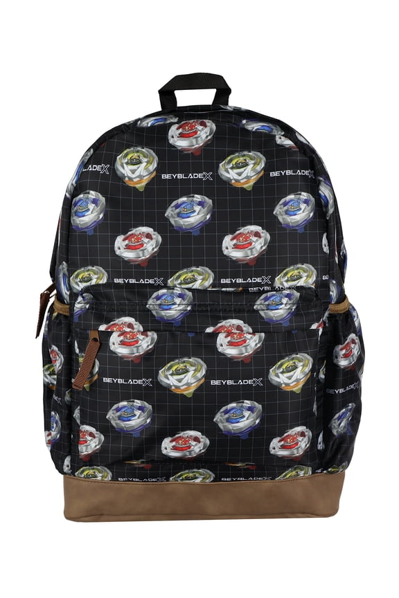 BeybladeX Backpack Allover Beyblade Spinner Grid Design 16" Bag with Adjustable Straps