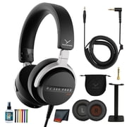 Beyerdynamic DJ 300 Pro X Club Professional DJ Headphones | 2-in-1 On-Ear Over-Ear Design 45mm Drivers Foldable Silver-Coated Frame 20dB Noise Attenuation + Cleaner + Headset Stand + Cleaning Cloth