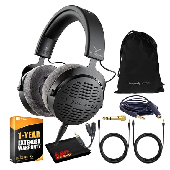 Beyerdynamic DT 900 Pro X Open-Back Studio Headphones Bundle with Detachable Cable, Headphone Splitter, Extension Cable, and Extended Protection Plan