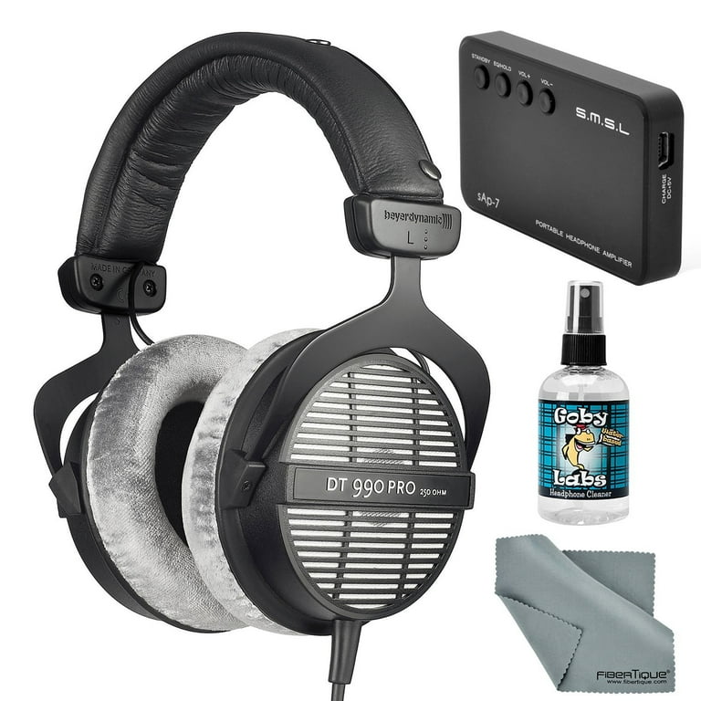 Beyerdynamic DT 990 PRO 250 Ohm Headphones with Amplifier Cleaner Fibertique Cloth Bundle