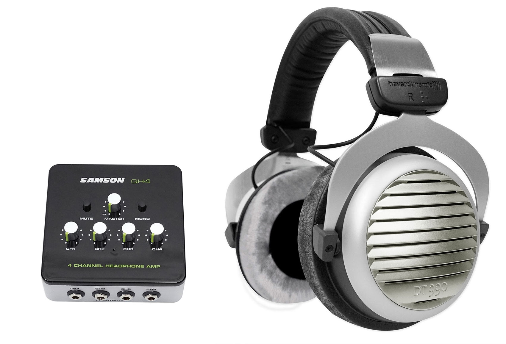 Beyerdynamic DT 990 Premium 250 Ohm HiFi Headphones Samson 4 Ch Headphone Amp
