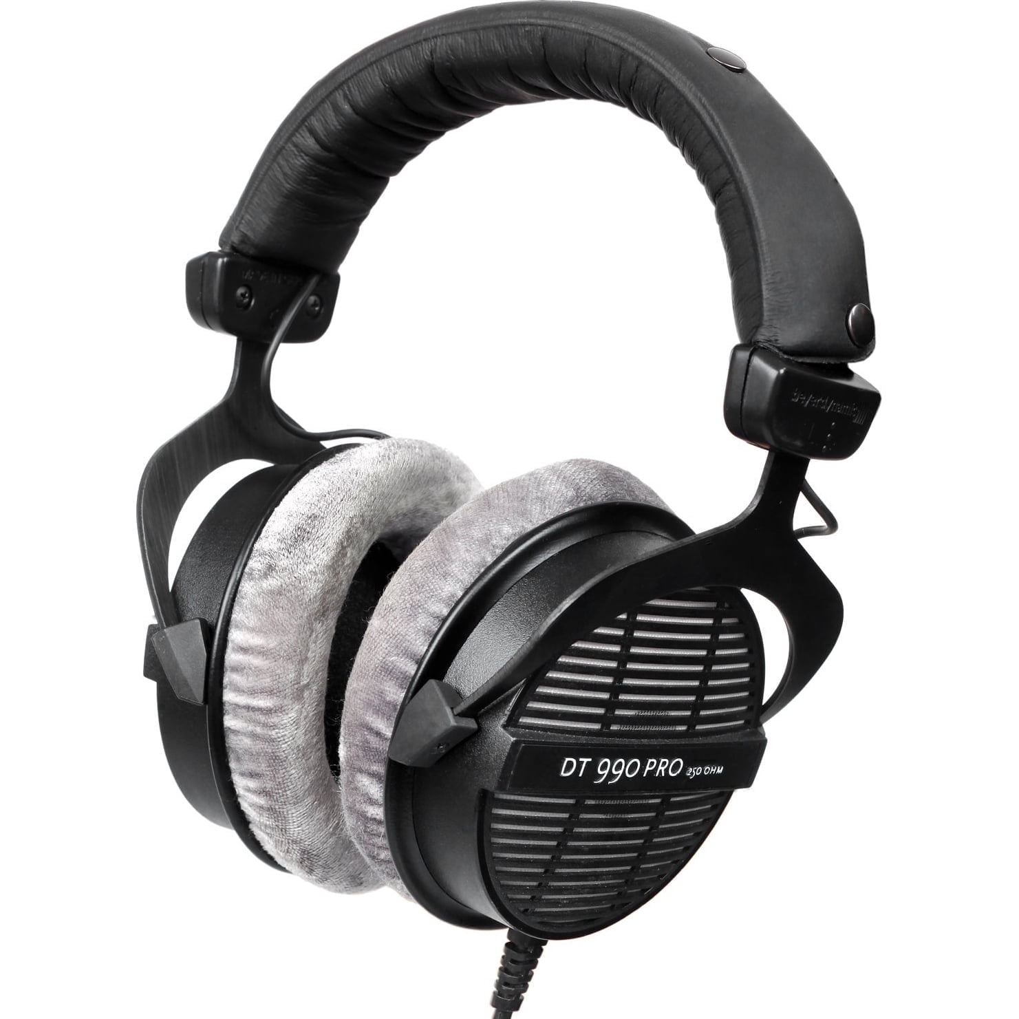beyerdynamic DT 990 PRO 250 Ohm Open-Back Over-Ear Headphones, Grey Velour Ear Pads, Amplifier Required