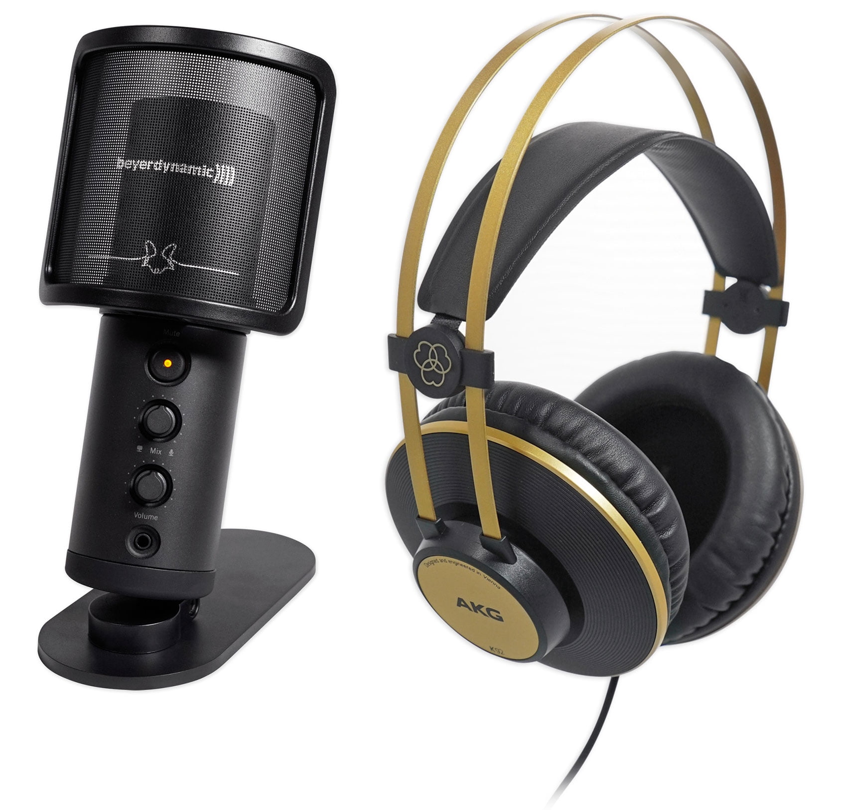 Beyerdynamic FOX Recording USB Podcast Microphone Mic Stand AKG K92 Headphones