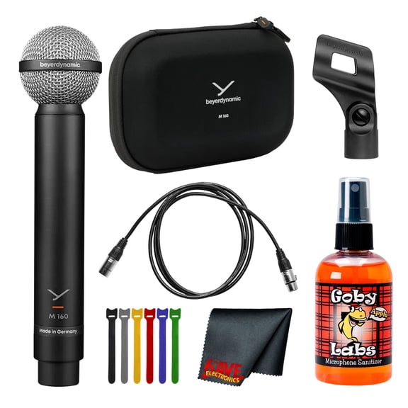 Beyerdynamic M 160 Dynamic Double Ribbon Hypercardioid Microphone | 40Hz-18kHz, Guitar Amps, Drums, Brass, Strings + Mic Cleaner + XLR Cable + Cleaning Cloth