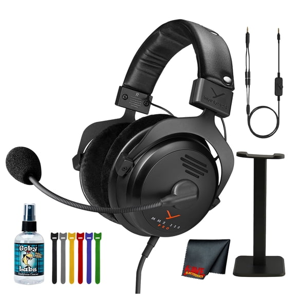 Beyerdynamic MMX 330 PRO Gaming Headset | Open Back, STELLAR.45 Drivers, Condenser Mic, 3.5mm Wired, PC/Console/Streaming + Cleaner + Stand