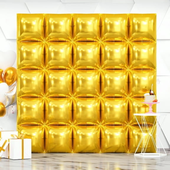 Beylake 25 Pcs Gold Square Foil Balloons, DoubleSided Metallic Mylar Balloon Wall Backdrop Kit, 19x19 Inch for Birthday New Year Graduation Anniversary Party Decor