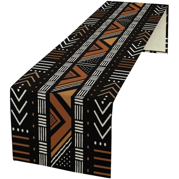Beylake African Tribal Geometric Table Runner, 13 x 60 Inch Vintage Mud Cloth Pattern Tabletop Decor for Farmhouse Kitchen Dining Table Holiday Party