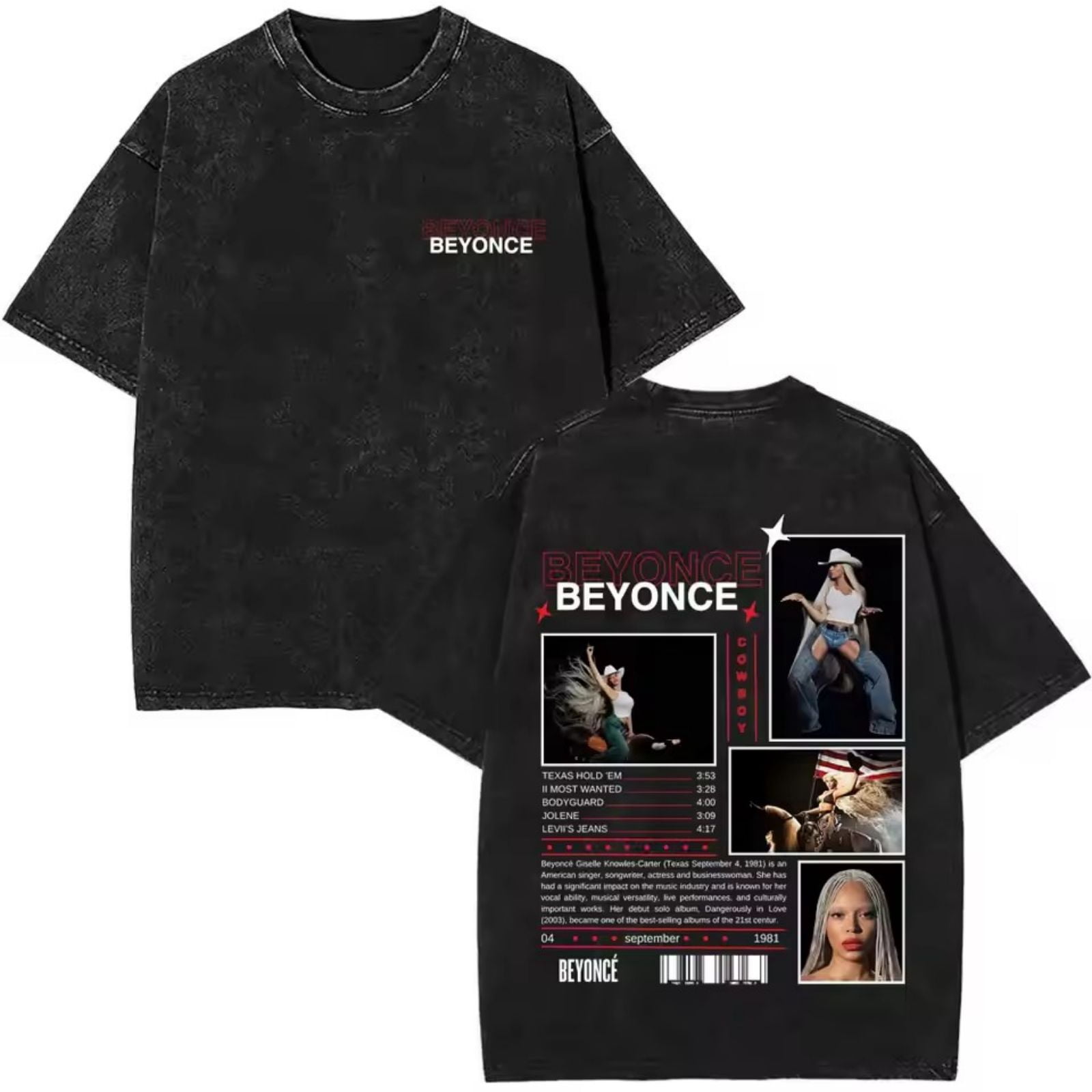 Beyonce Washed Album Songs T-Shirt Concert Essential S-3XL (1-Pack ...