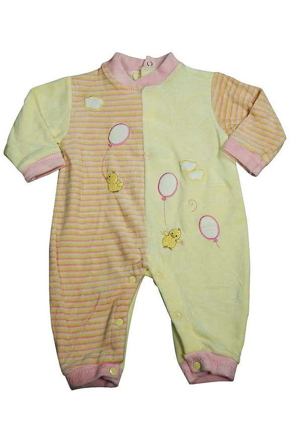 Beyond Basics Kids - Baby Girls Long Sleeved Velour Coverall 8588-24Months (pink/yellow)