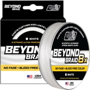 Beyond Braid Braided Fishing Line - No Fade - No Stretch - Super Strong - Thin Diameter SuperLine- Camo - 4 Strand & 8 Strand Braided Line White 8X, 50LB 2000 Yards