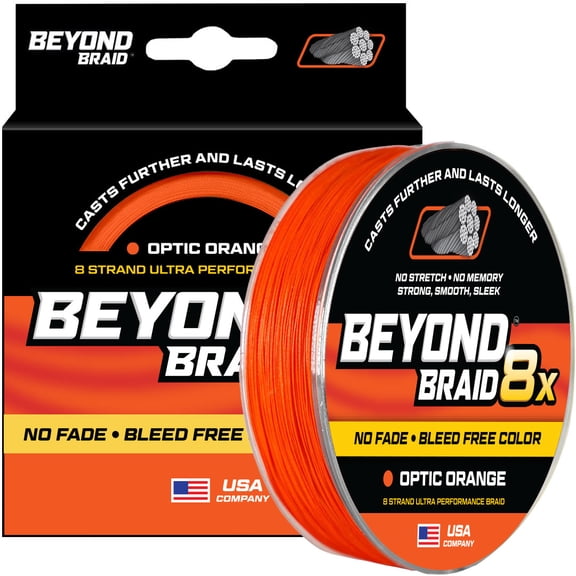 Beyond Braid Optic Orange 8X - No Fade - 500 Yards 80LB