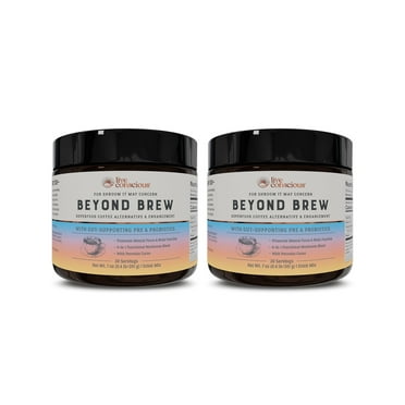 Beyond Brew Mushroom Superfood Coffee | Mushroom Coffee Alternative Low Caffeine | Healthy Coffee Substitute | By Live Conscious | 60 Servings Net Wt. 14 oz (2-pack)