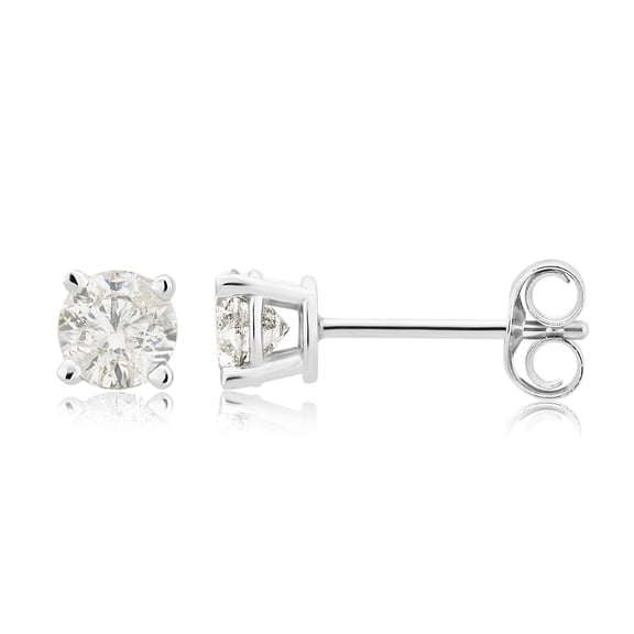 Beyond Brilliance 14K White Gold 0.50 Ct Round Cut Natural Diamond Stud Earrings for Women(I-J, I2-I3)