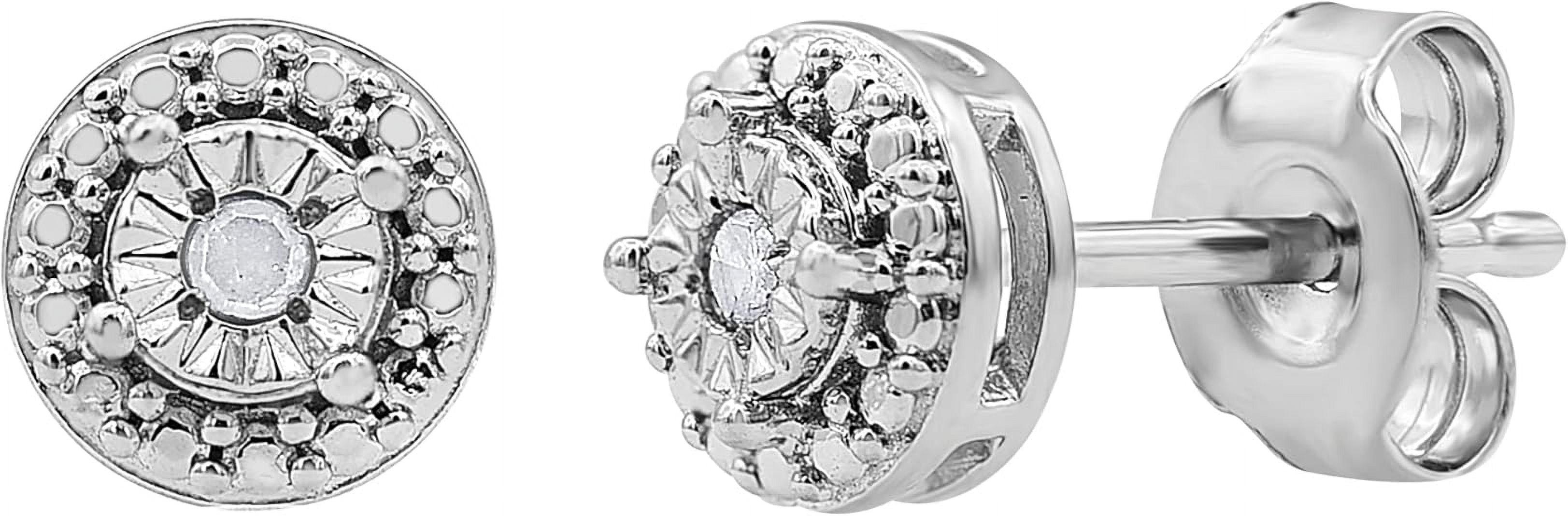 BEYOND BRILLIANCE Miracle Plate 925 Sterling Silver Diamond Accent Set Stud Earrings for Women