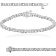 BEYOND BRILLIANCE Miracle-plated Sterling Silver 1/2 Carat Round Natural Diamond Tennis Bracelets for Women
