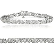 BEYOND BRILLIANCE Sterling Silver 1/4 Carat Cross Link Diamond Tennis Bracelets for Women