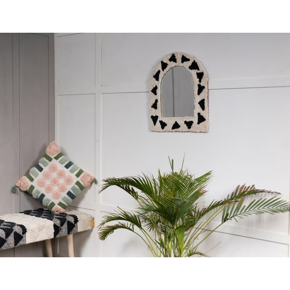 Beyond and Bunglow Handmade Tufted Mirror for Boho Home Decor | Unique Wall Mirror with Modern Design | Decorative Mirror for Living Room, Bedroom, or Entryway