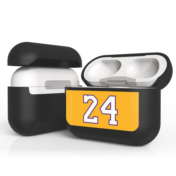 Beyond Cell Black Case Cover Designed for Airpods Pro Charging Case Protection - Basketball Gold Number 24