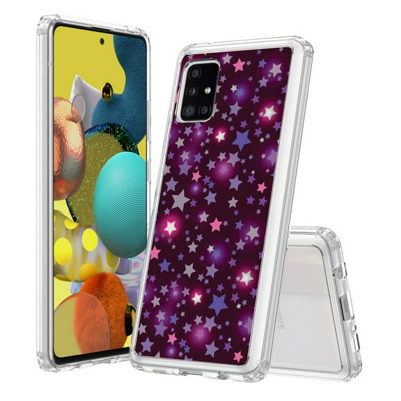 Beyond Cell Shock-Absorption Bumper Cover Compatible With Samsung Galaxy A51 5G Pink Starry Night