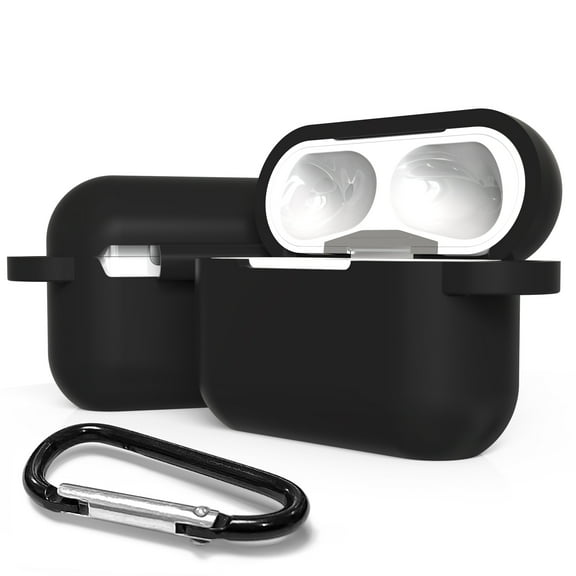 Beyond Cell Silicone Black Soft Case Cover W/ Keychain Clip Designed for Airpods Pro Charging Shock-Absorbing Case Protection