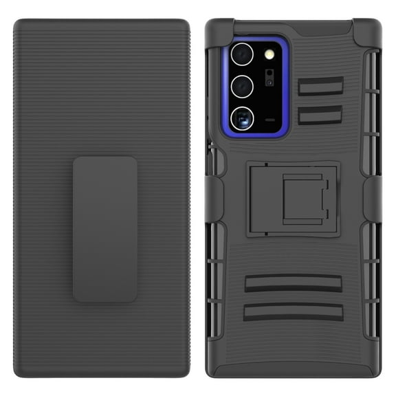Beyond Cell Tough Rugged Case Compatible With Samsung Note 20 Ultra (2020) Kickstand and Holster Combo -Black