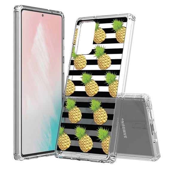 Beyond Cell compatible with Galaxy Note 20 (2020) Case, Transparent Clear Shock Absorption Cushion Bumper Corner Soft TPU + PC Cover Pineapples pattern