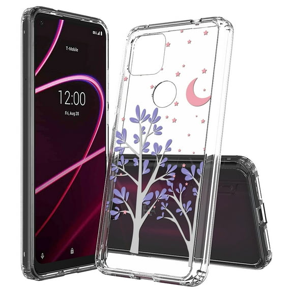 Beyond Cell compatible with T-Mobile Revvl 5G (2020) Case,, Transparent Clear Shock Absorption Cushion Bumper Corner Soft TPU + PC Cover Purple Night