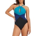 thumbnail image 1 of Beyond Control Swimwear womens  Colorblock High Neck One Piece, 12, 1 of 3