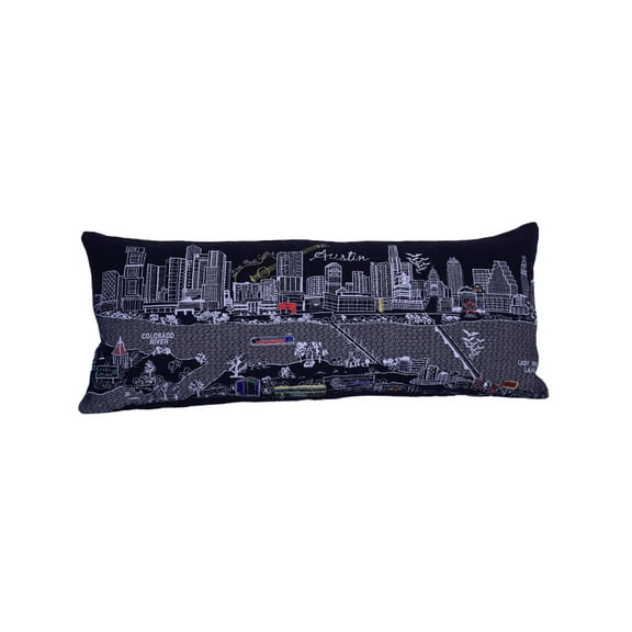 Beyond Cushions Austin Queen Night Embroidered Skyline Pillow