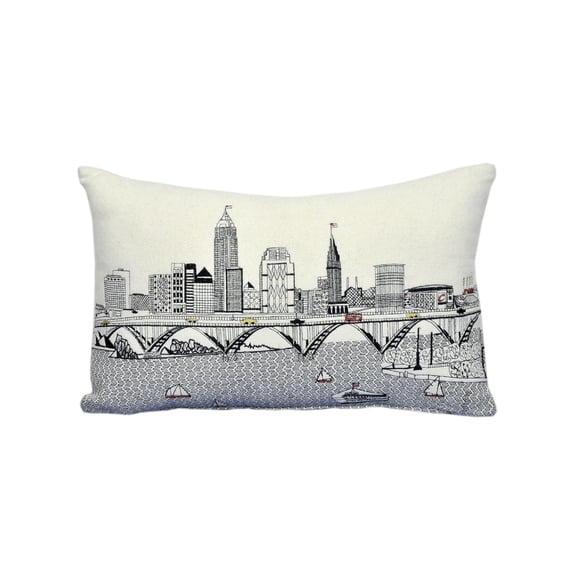 Beyond Cushions Cleveland Prince Day Embroidered Skyline Pillow
