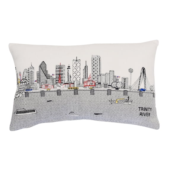 Beyond Cushions Dallas Prince Day Embroidered Skyline Pillow
