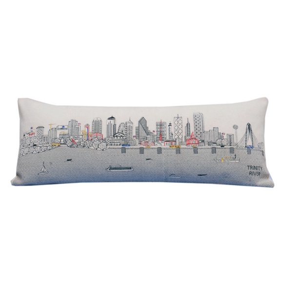 Beyond Cushions Dallas Queen Day Embroidered Skyline Pillow