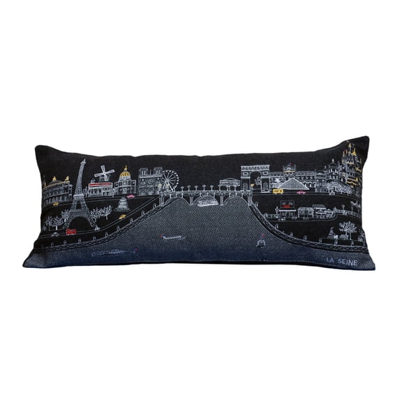 Beyond Cushions Paris Queen Night Embroidered Skyline Pillow