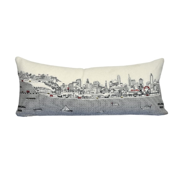 Beyond Cushions Phili Queen Day Embroidered Skyline Pillow